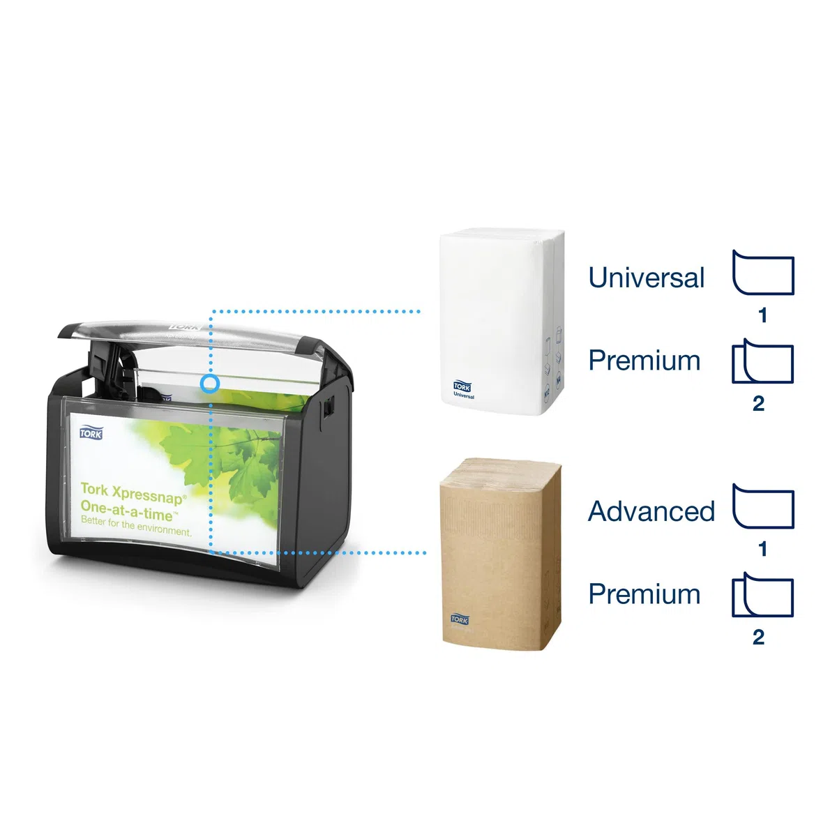 Tork 272611 Dispenser da tavolo Xpressnap per tovaglioli intercalati, sistema N4, 16,9 cm x 20 cm x 14,1 cm (altez. x largh. x profon.), nero