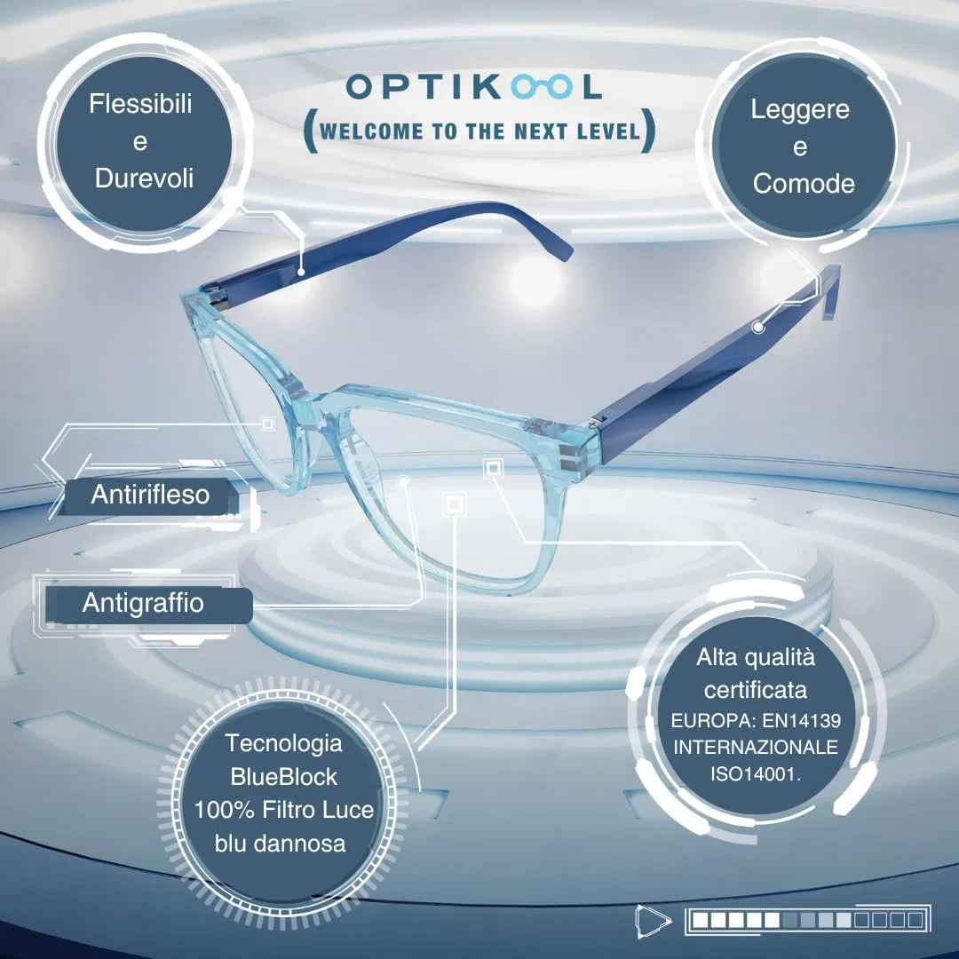 occhiali luce blu - unisex - Antiriflesso, Flessibili, Leggere - occhiali anti luce blu - blue light glasses - Benessere digitale - ROTONDA.