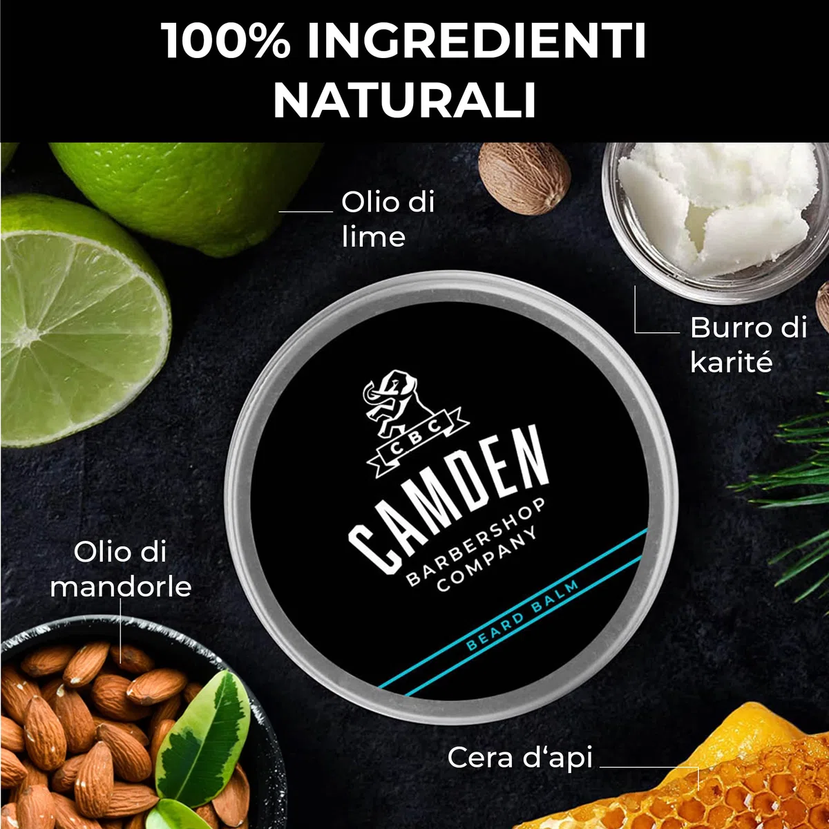 Camden Kit Barba Uomo ● Set Prodotti 100% Naturali per la Cura della Barba ● Olio, Balsamo, Spazzola e Pettine ● Regalo Uomo