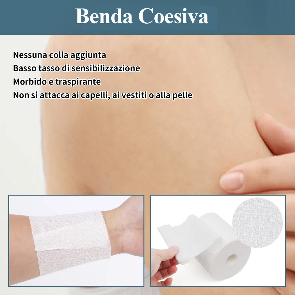2 Rotoli Benda Elastica Coesiva 20 Metri x 10CM Bende Elastiche per Bendaggio Fissaggio Mdicazione Fratture Leggere