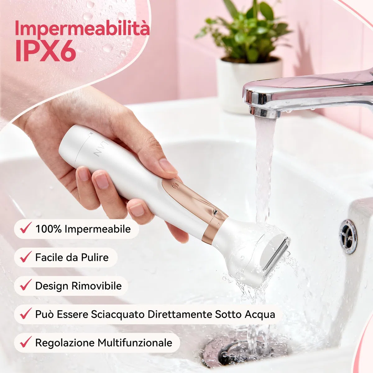 ANLAN Rasoio Elettrico Donna 4-in-1 Depilatore Corpo Donna Kit Rasoio Intimo con LED Display, IPX6 Impermeabile Rasoio Elettrico Corpo per Viso, Corpo e Inguine 90 Minuti di Autonomia