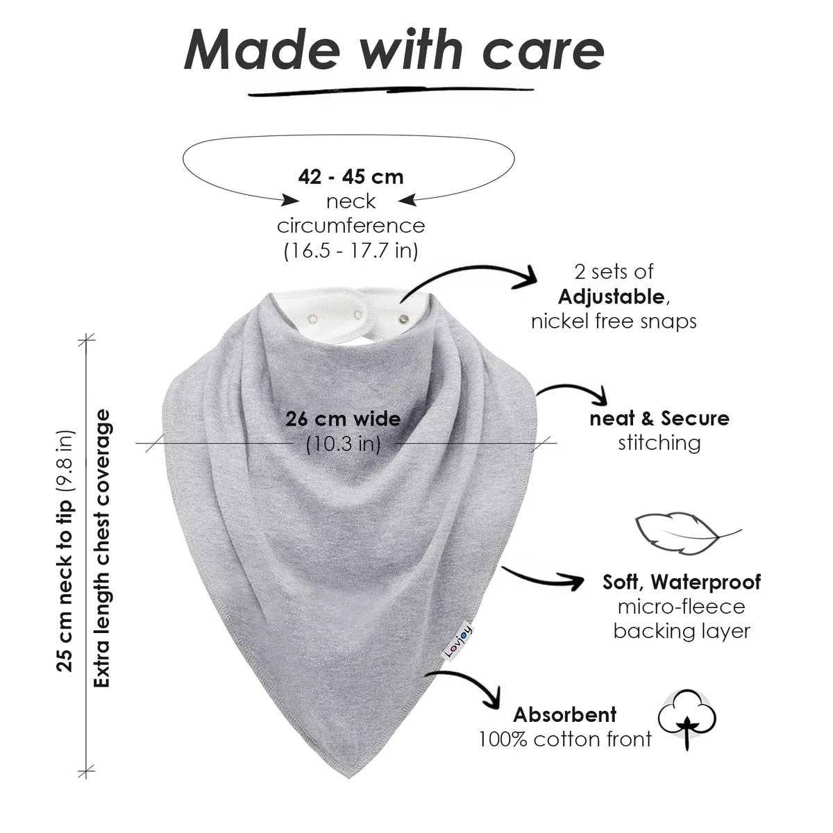 Lovjoy Bavaglini Bandana Extra Large/per adolescenti, adulti e anziani/Super assorbenti/Multiuso