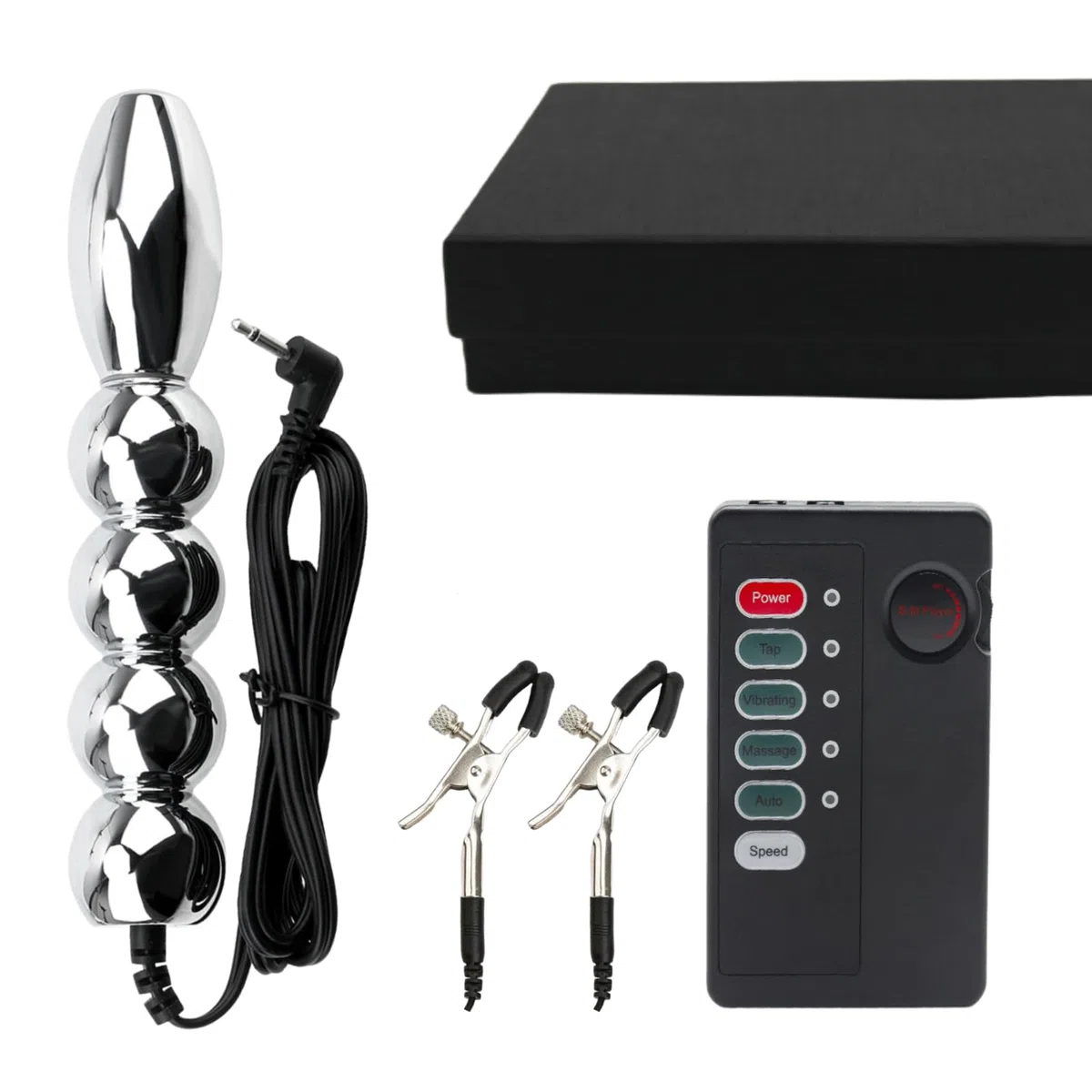Elettrostimolazione Pinze Capezzoli Shock Elettrico Plug Anale-Dilatatore | Massaggiatore Prostatico Elettrostimolazione Host elettrico a doppia uscita SM Adulti Sex Toys per Donne Uomini e Coppie