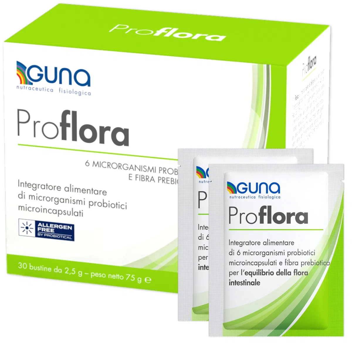 Guna Proflora 30 Bustine -Integratore Alimentare di Microrganismi Probiotici Microincapsulati