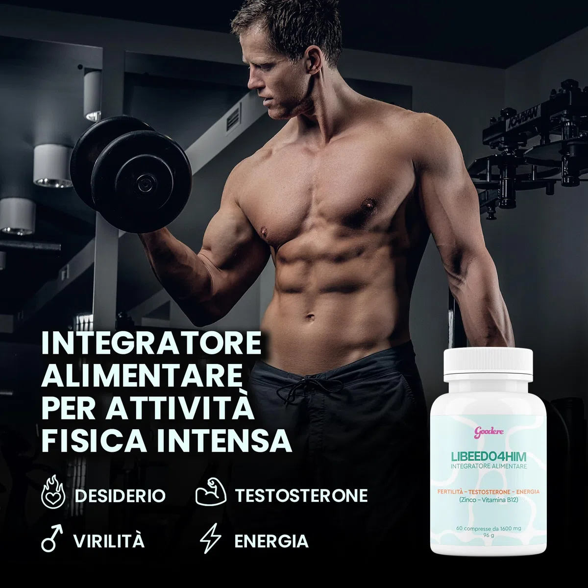 LIBEEDO4HIM - Integratori Per Uomo Con Maca Peruviana, Tribulus E Arginina – Supporto Energetico, Benessere Maschile – 60 Compresse