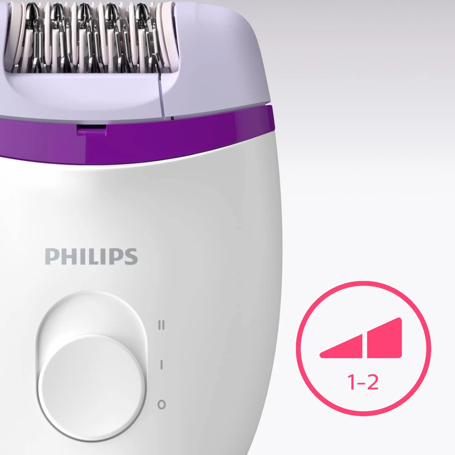 Philips BRE225/00 Satinelle Essential Epilatore Elettrico Compatto, Bianco/Viola