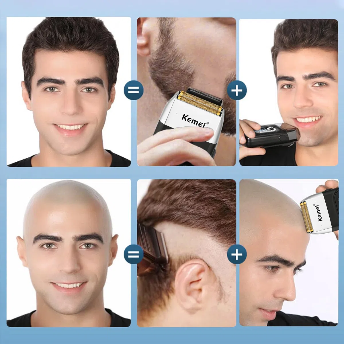 KEMEI Rasoio da Barba per Uomo, Rasoio Elettrico Ricaricabile con Regolabarba, Rasoi Cordless in Lamina di Titanio al Litio con Custodia da Viaggio