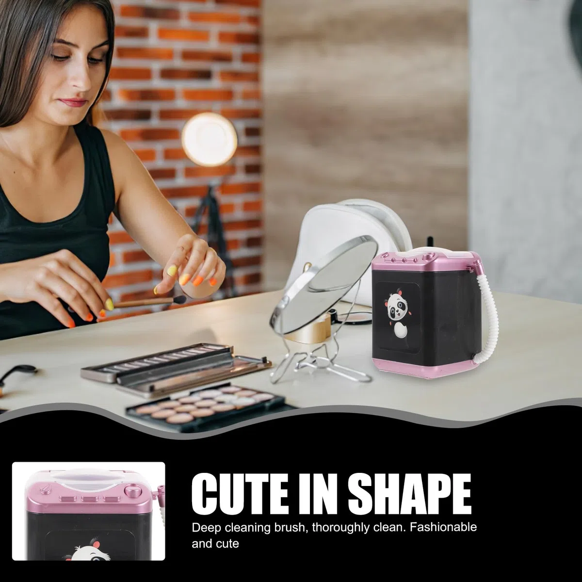 Lavatrice Spugnette Make Up Elettrica Portatile per Pulizia Profonda di Pennelli Trucco e Spugne Design Compatto e Materiale Plastico Resistente