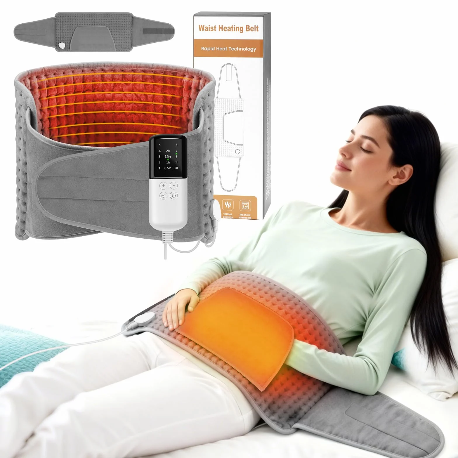 Termoforo Elettrico 125x30cm,Termoforo Lombare con 10 Livelli di Temperatura,Spegnimento Automatico,Pads Termici Elettrici Sicuri per Collo Schiena Spalle Addome