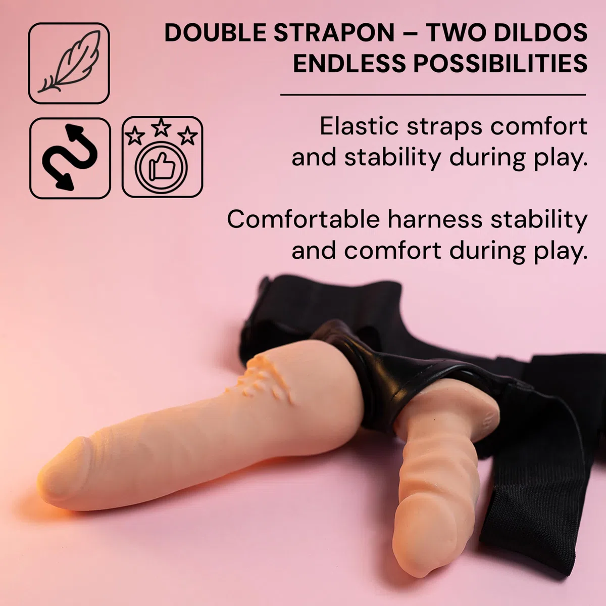 FOPS Strap On per Donne Doppio con 2 Dildo 16cm 4cm e 10cm 3.5cm ABS TPR Impermeabile Strap On per Coppie Lesbica Uomo Regolabile Massimo Piacere Intenso D24-11