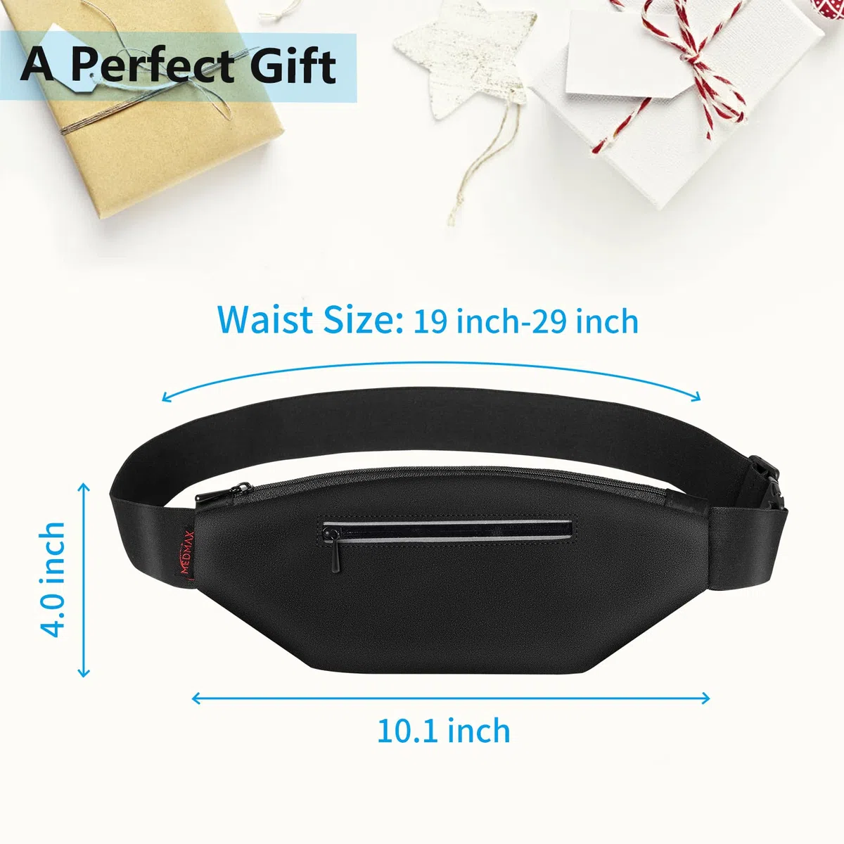 MEDMAX Cintura per microinfusore di insulina, Cintura da corsa per diabetici con vita regolabile, marsupio porta insulina porta insulina, (48-73cm) (Nero)