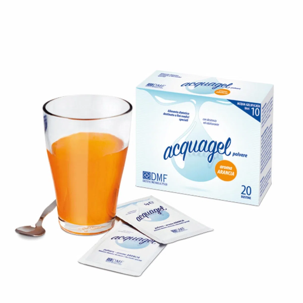Foodar Acquagel, Gusto Arancia, 20 Bustine per Preparare 80 Vasetti da 125g