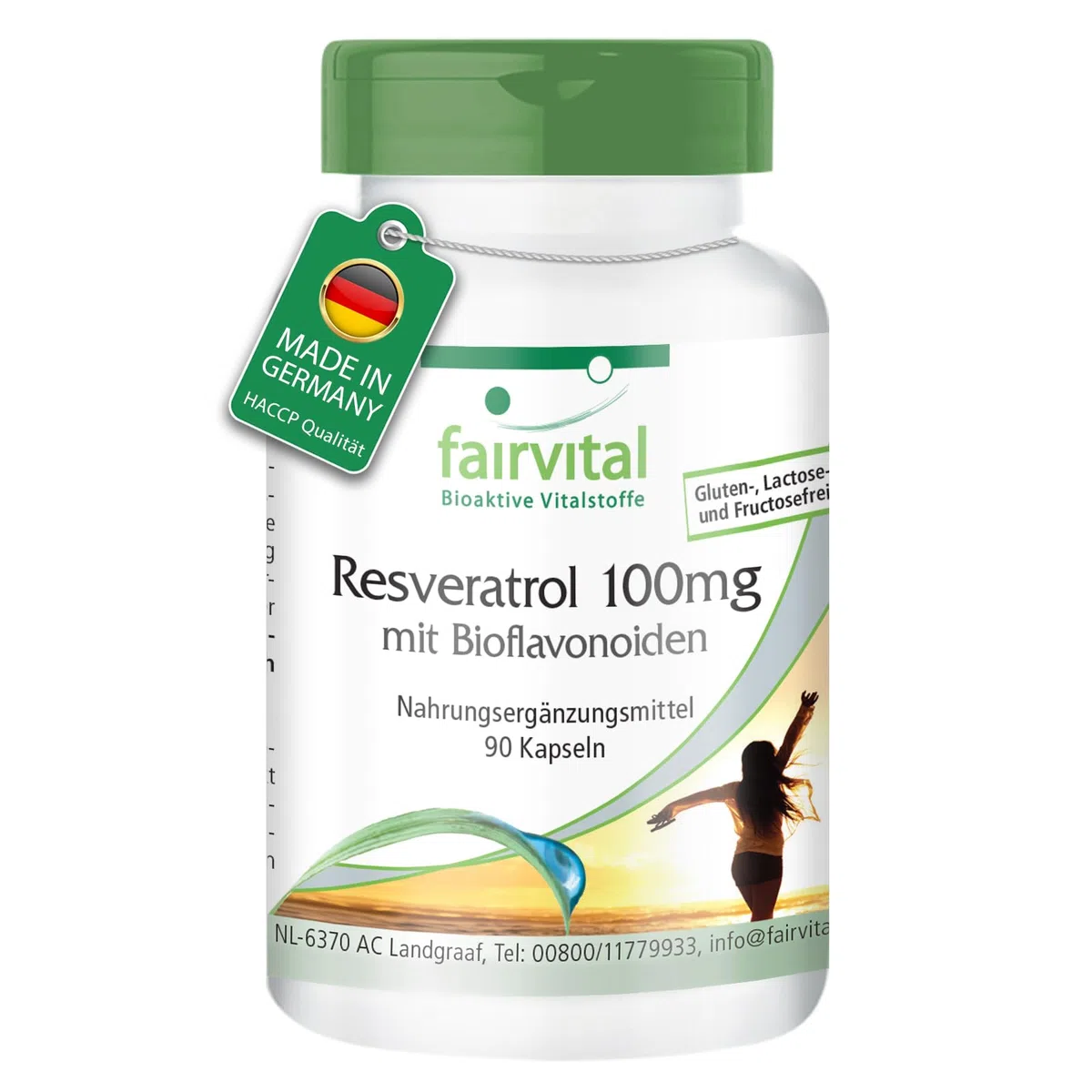 fairvital Capsule di resveratrolo 100 mg con bioflavonoidi, 90 capsule, VEGANE, con rutina, OPC e quercetina