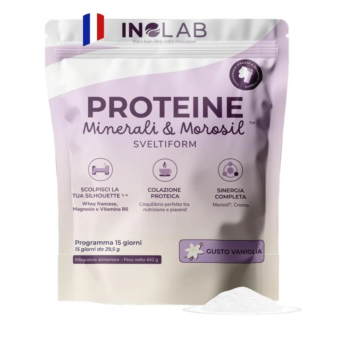 Inolab integratore Proteine in polvere con Whey & Morosil, magnesio, cromo, vitamina C I Massa muscolare e metabolismo energetico I Per donne 40+