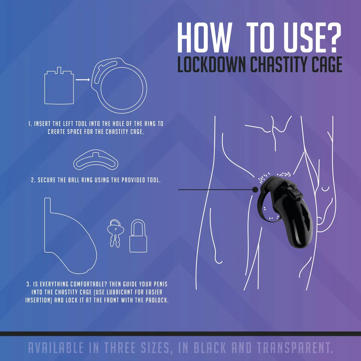 Lockdown Gabbia di Castità – Gabbia per Pene Uomo che Rende Impossibile il Sesso o la Masturbazione - Punisci il tuo Partner – Taglia Media (Lunghezza Interna 8,00 cm / ⌀ 3,70 cm) - Nero