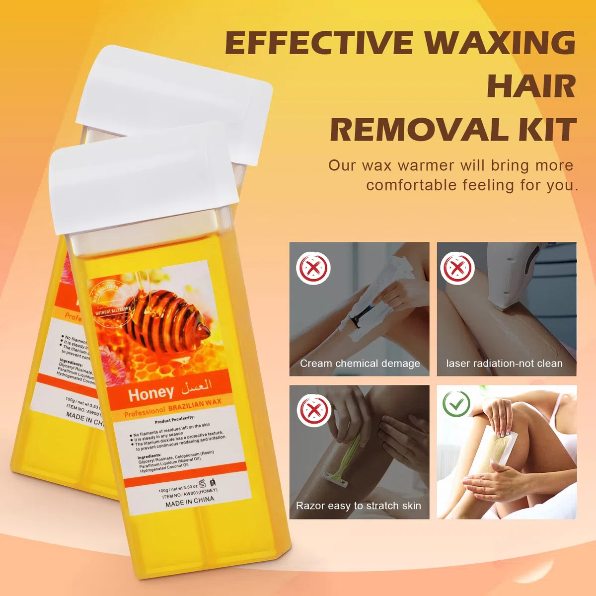 Cera digitale su rotolo, kit per la depilazione, kit per cera Honey Roller Waxing Kit, scalda cera portatile a temperatura controllata e termostabile, per donne e uomini, viola