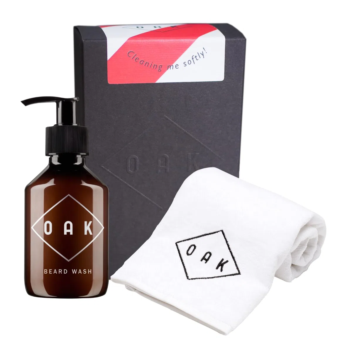 OAK GENTLE BEARD CLEANING KIT I Cura della barba Set contiene BEARD WASH (200 ml) e vellutato BEARD TOWEL (40 x 50 cm). Cosmetici naturali vegani certificati di Berlino.
