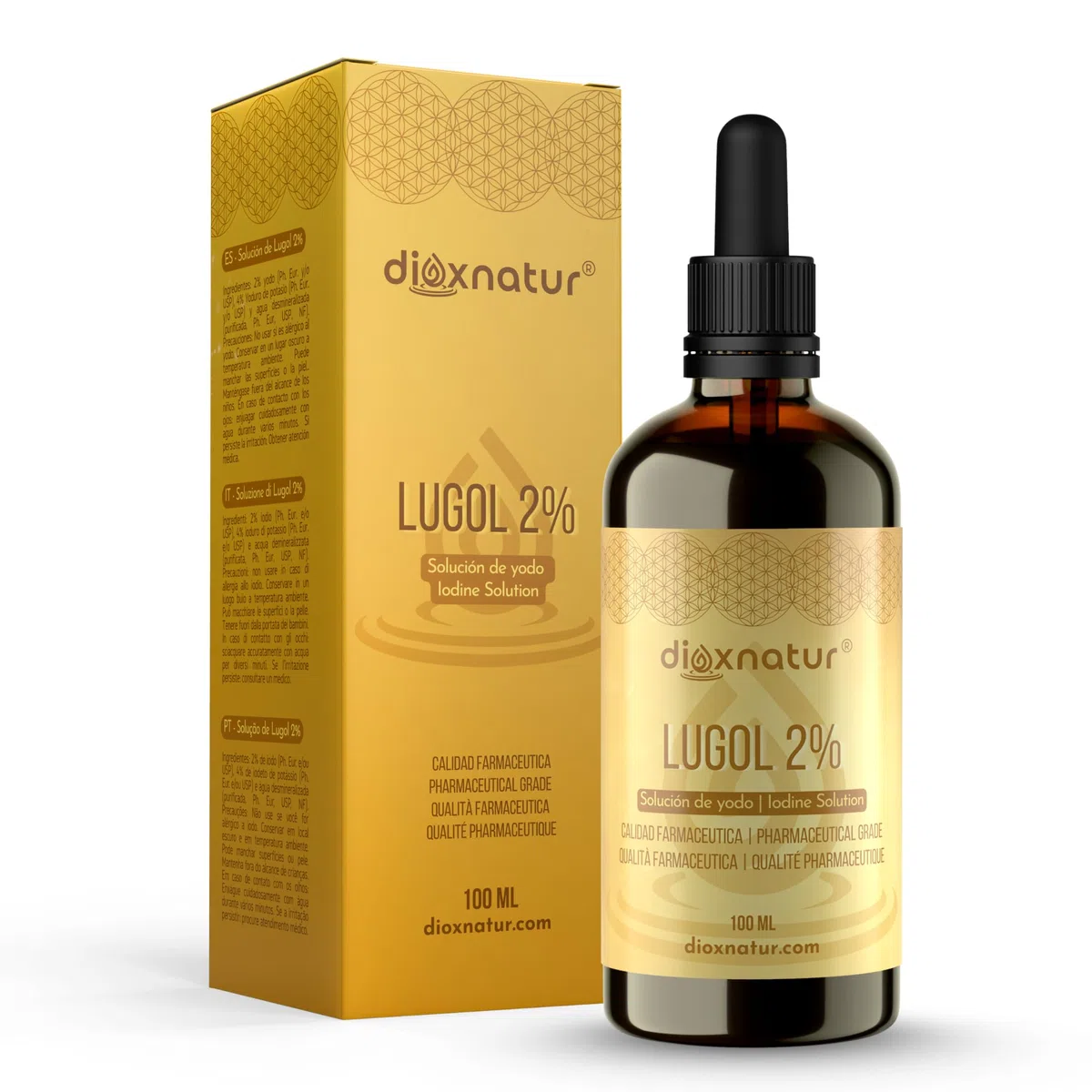 Soluzione di Lugol 2% di qualità farmaceutica 100ml | Formula delicata di iodio e ioduro di potassio con pipetta precisa