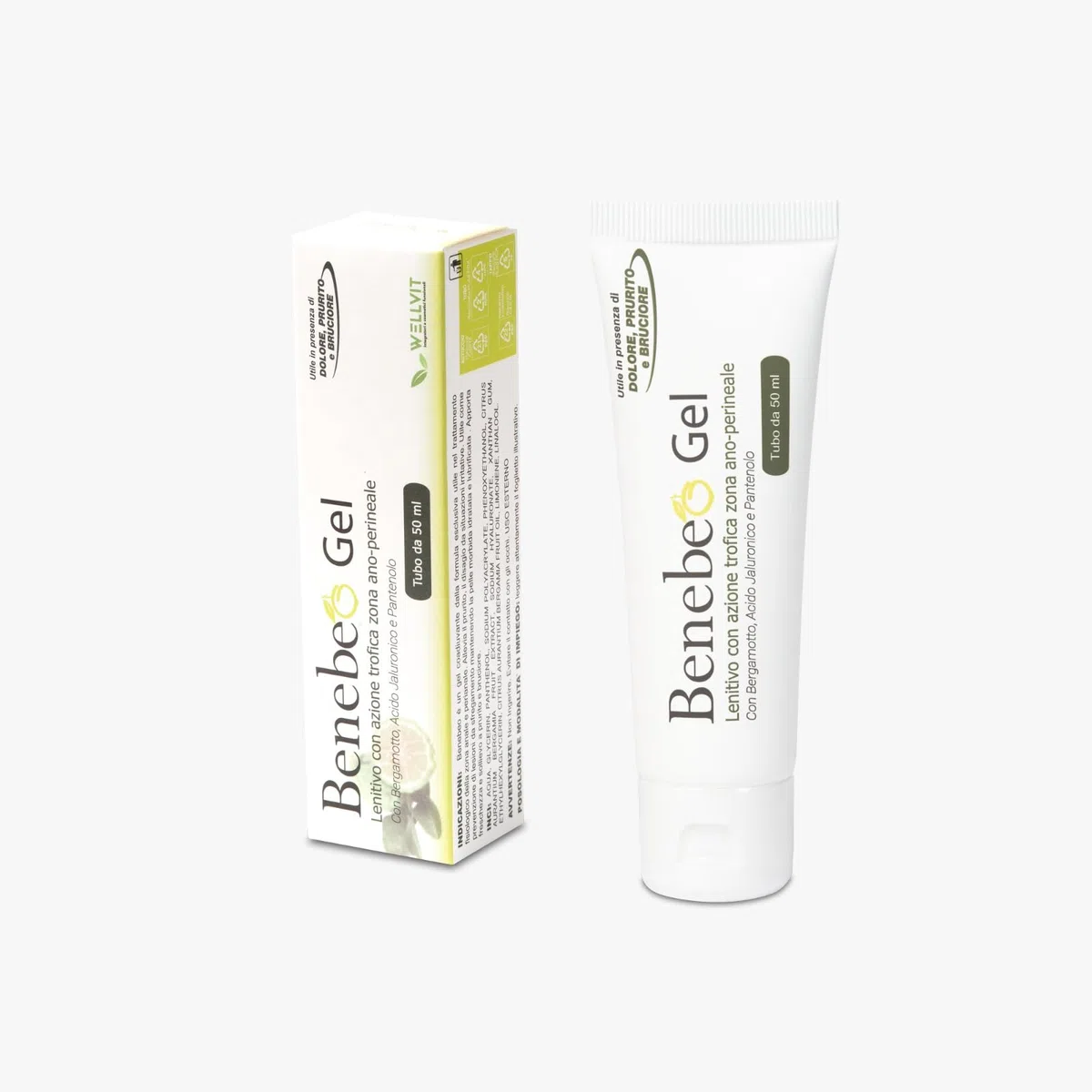 Benebeo Gel Wellvit - Crema Anale, Crema Intima Lenitiva Prurito Bruciore Zona Ano-Perineale con Acido Ialuronico e Pantenolo, Sollievo per Fastidio e Sensibilità, pH Fisiologico - 50 ml Made in Italy