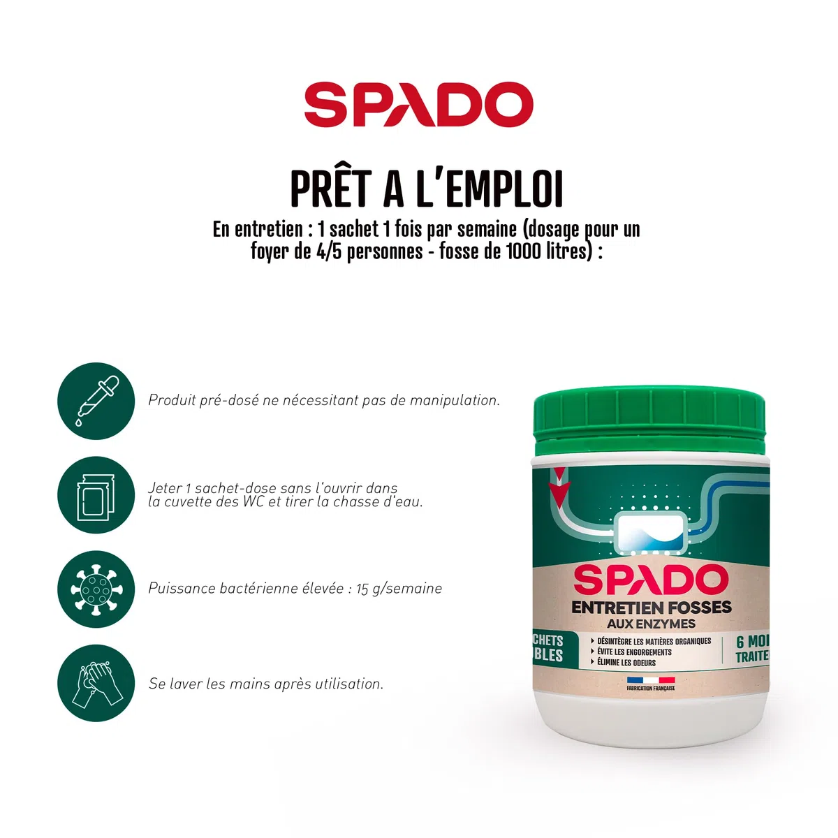 SPADO - Attivatore di fossa biologica, 24 dosi solubili, 24 flaconi