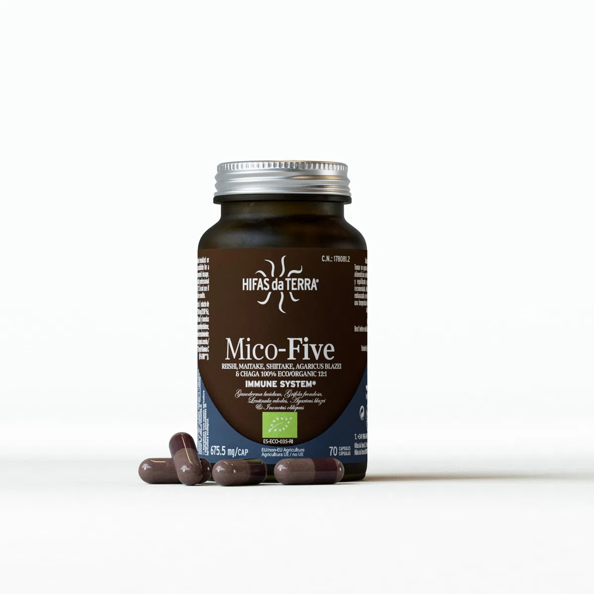 MICO FIVE con chaga HDT – integratore alimentare in capsule, confezione da 70 capsule, consigliato come complemento di una dieta equilibrata e unisce funzionalità pratica e sensazione piacevole giorno