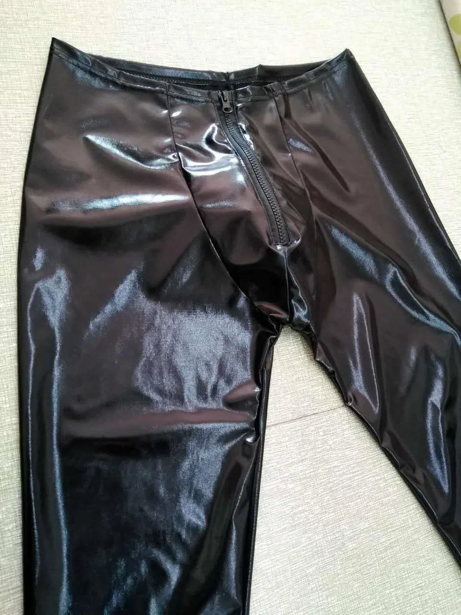 VOIV Uomini Latex Ecopelle PVC Sexy Club Dance Wear Uomo Leggings Pantaloni Stage Performance