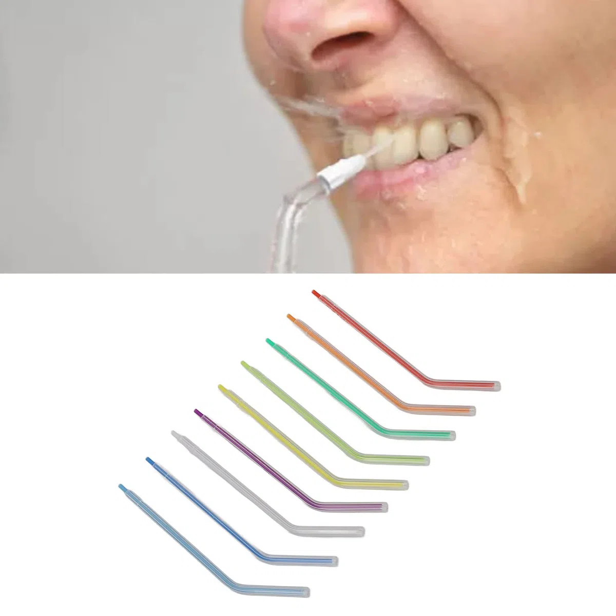 250 punte per siringhe per aria e acqua dentale – Spruzzatori usa e getta, connettore a 3 vie per pulizia orale, igienico e codificato a colori