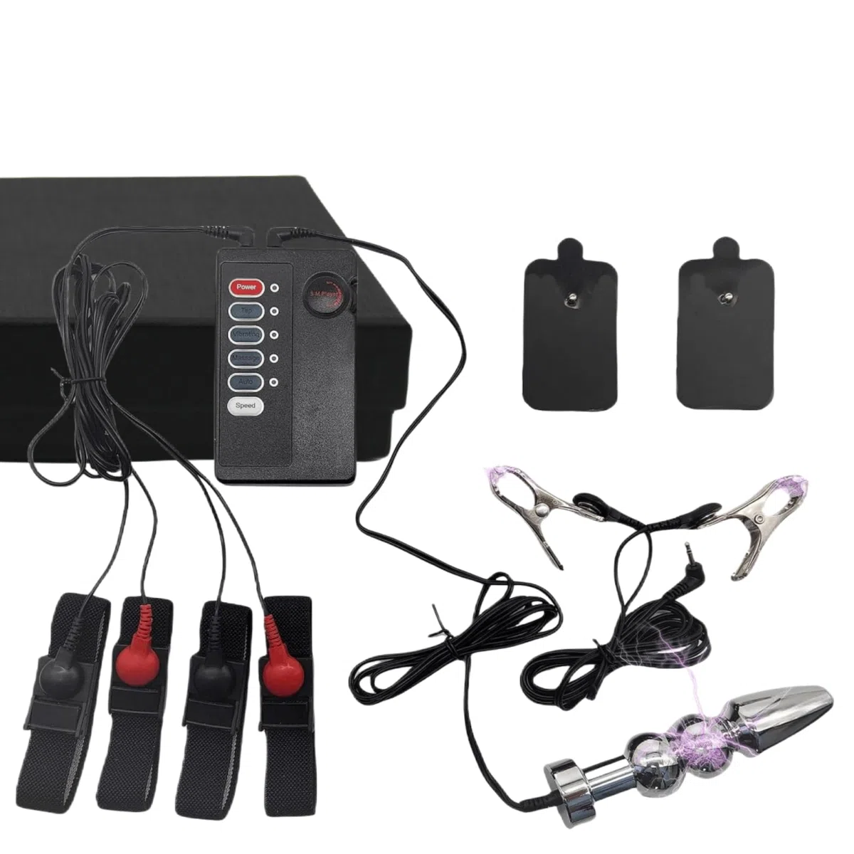 Shock Elettrico Plug Anale e Morsetti per Capezzoli Sex Toy per Masturbazione Anello per Pene massaggio Stimolazione elettrica Adulti SM Per uomo Donna Coppie