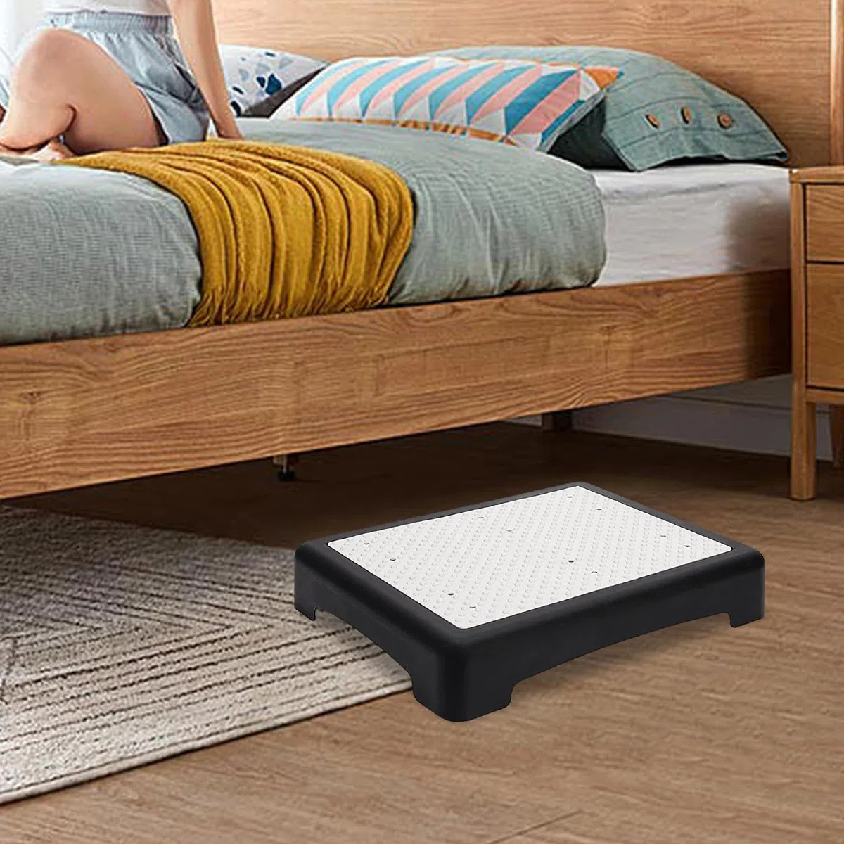 Sgabello Mezzo Gradino Portatile, Alzata per Scale Mezzo Gradino Antiscivolo con Superficie Antiscivolo, per Uso Interno Ed Esterno Ausili per La Mobilità E La Disabilità, per Bagno, Sedia, Letto