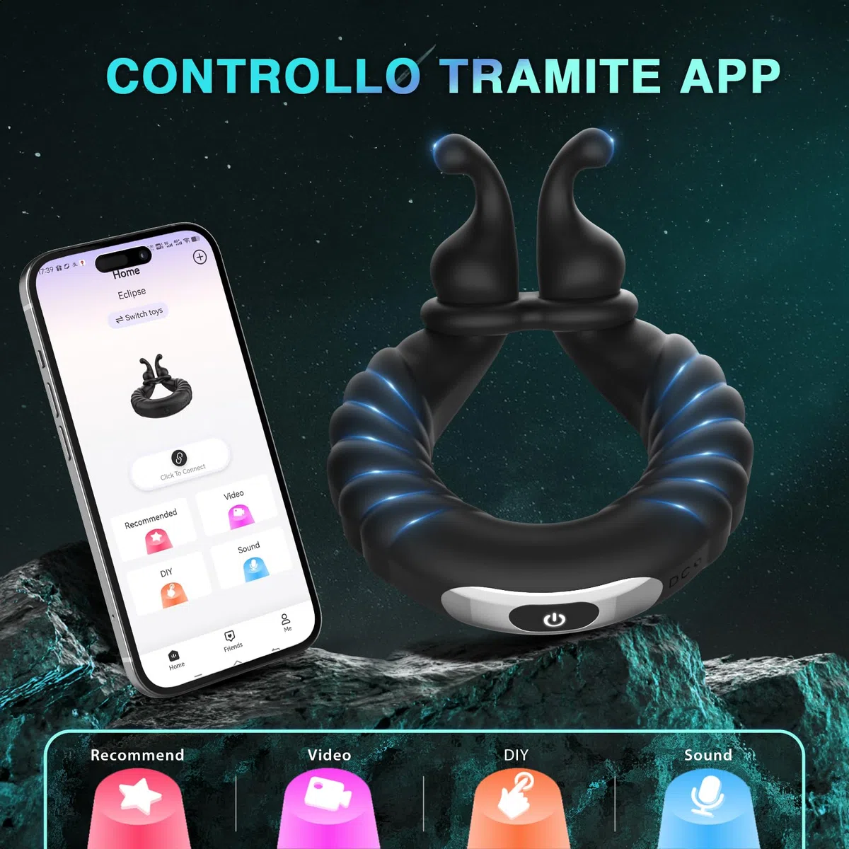 Anello Vibrante per Lei e Lui Sexytoysys Coppia, Cock Ring Sex Toys Sessuali per Coppia con 10 Modalità di Vibrazione, Anello Pene Vibratoreper Uomo Professionale, Cockring Stimolatore per Clitoride
