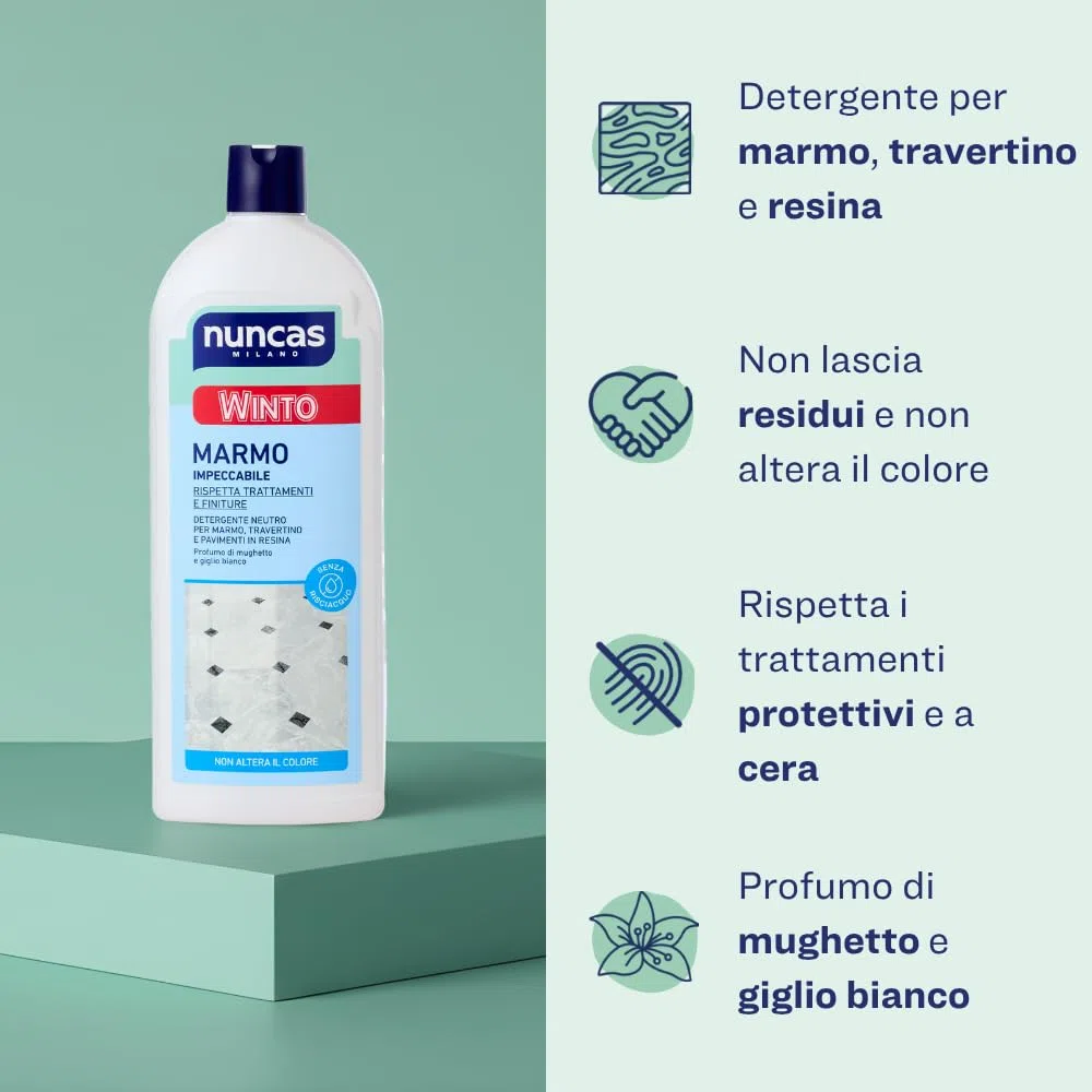 Nuncas - Winto Marmo - Detergente per Pavimenti in Marmo - Multipack - Confezione da 3 x 1000 ml
