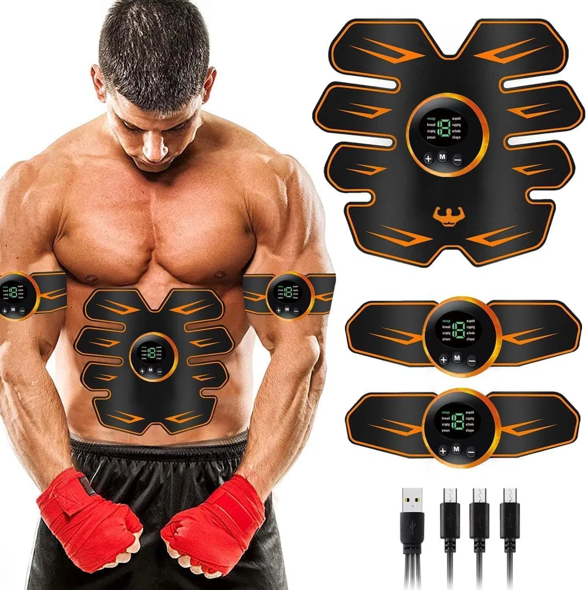 Elettrostimolatore per Addominali,Elettrostimolatore Muscolare,EMS Stimolatore,USB Addominale Tonificante Cintura, Cintura Addominale per Muscoli Addominali snelli e tonici,Addome/Braccio/Gamba