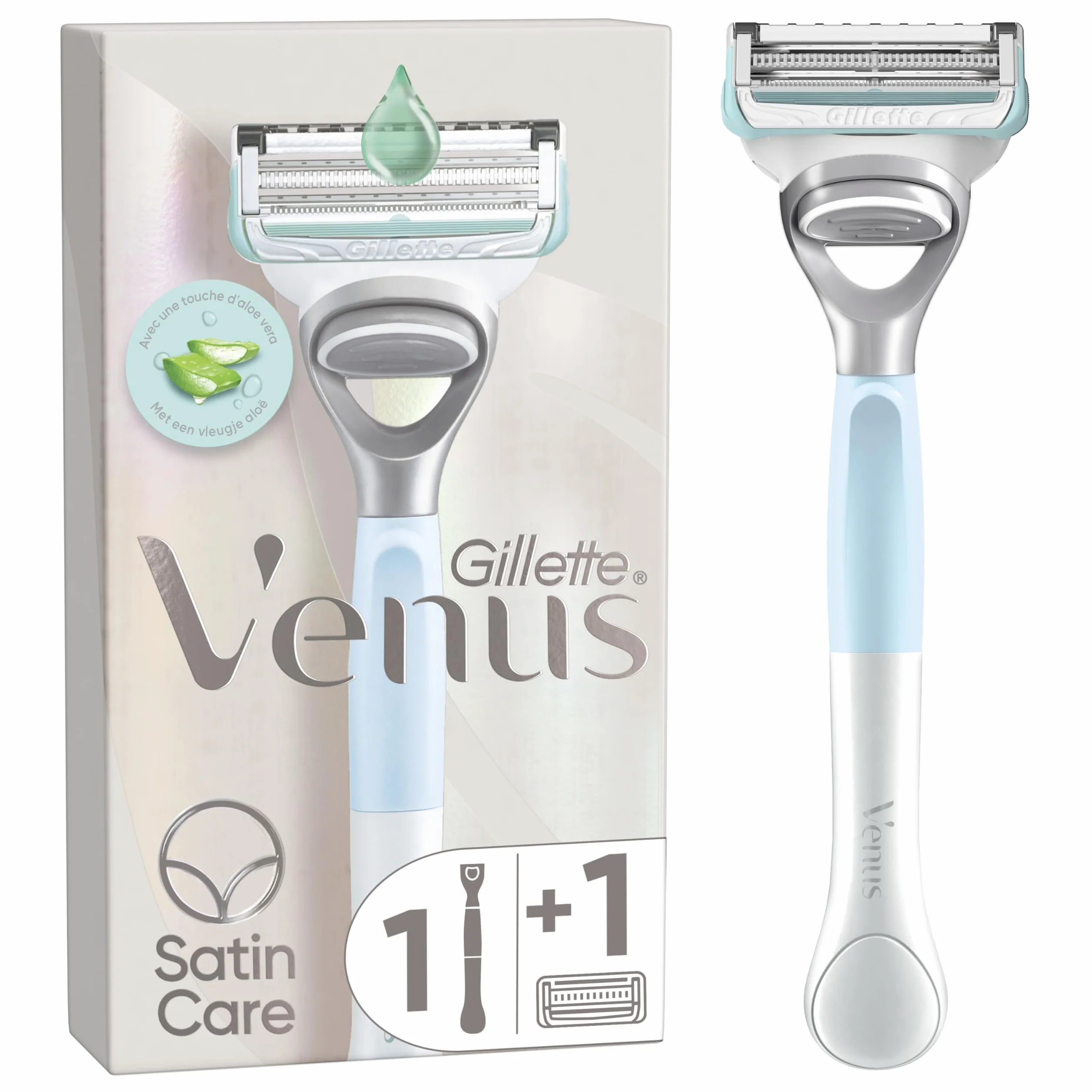 Gillette Venus rasoio per pelle e peli pubici, 1 manico +1 lama di rasoio