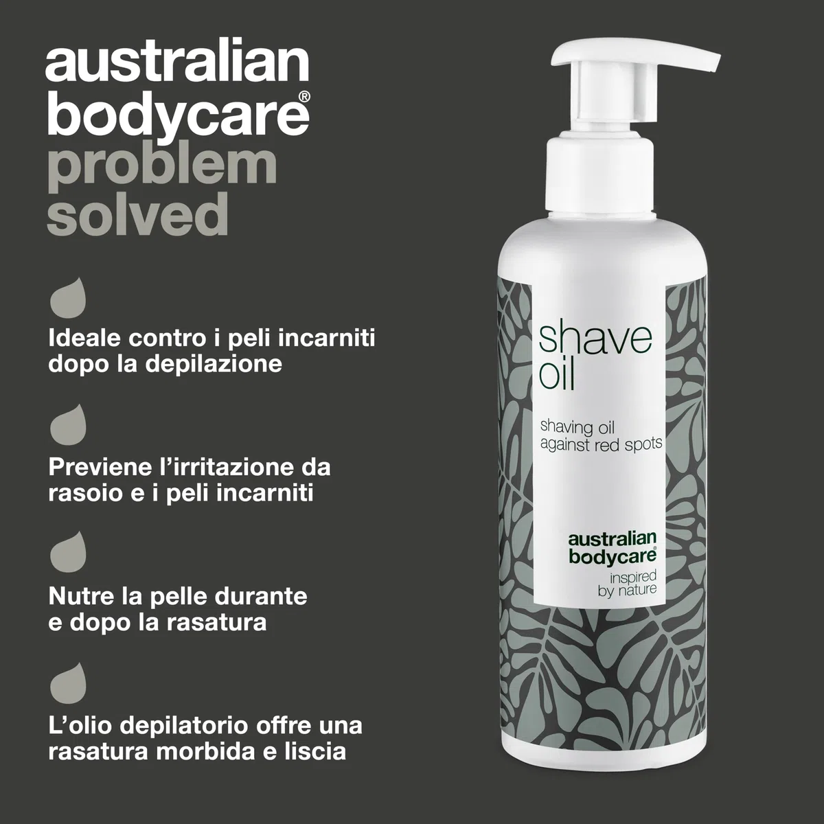 Olio depilatorio per tutto il corpo (250 ml), previene irritazioni, arrossamenti e brufoletti, pelle liscia e morbida (etichetta in lingua italiana non garantita) - Australian Bodycare