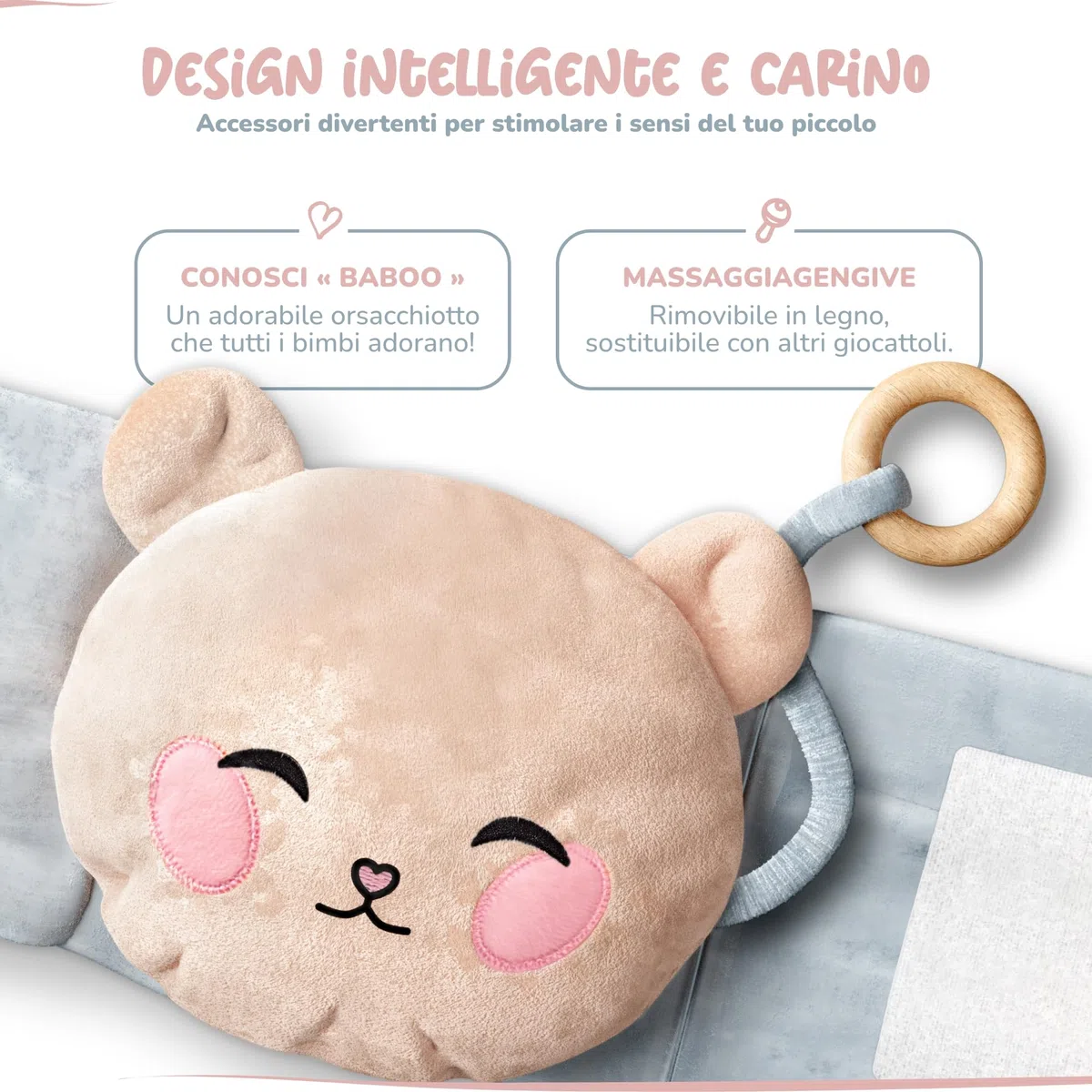 Borsa dell'Acqua Calda per Bebè Anti Coliche – Caldo & Freddo – Allevia Dolori & Gonfiori – CE – Impacco di Argilla, Anello da Dentizione Incluso, Fascia Peluche per Neonati e Lattanti