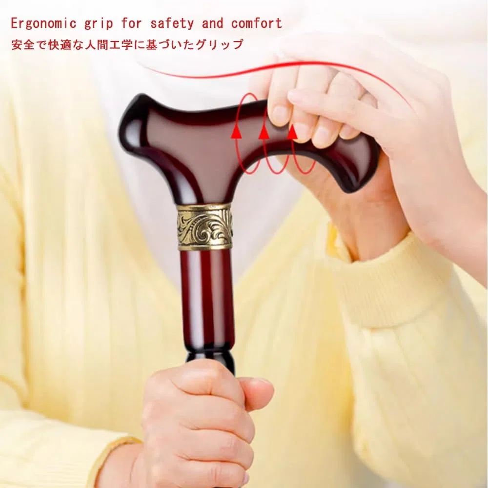 Bastone Di Sostegno In Legno 80cm 85cm 90cm 95cm Bastone Da Passeggio In Legno Leggero Ergonomico Canna Ausili Per La Mobilità Per Anziani(Color:A,Size:85cm(33in))