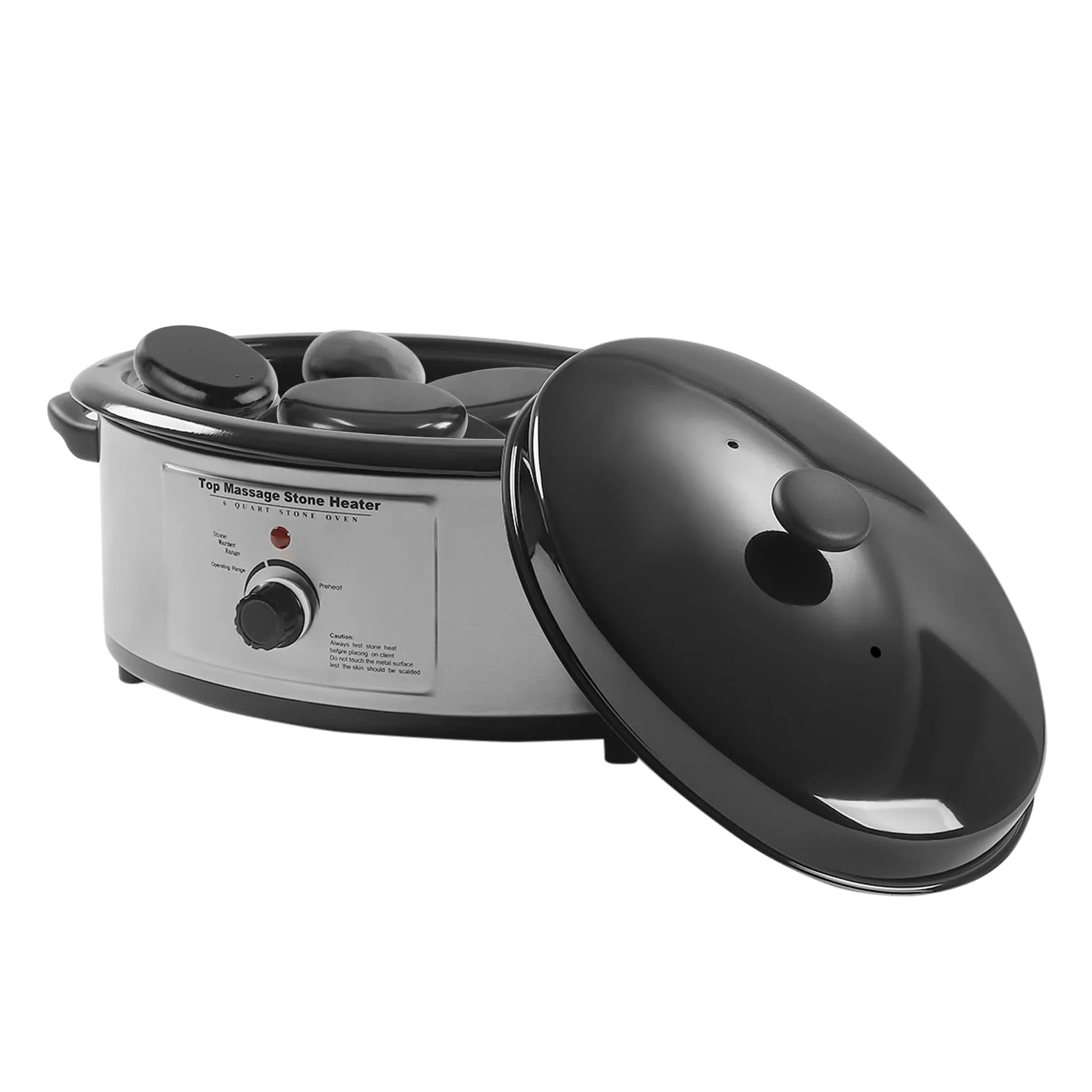 Hot Stone - Termoventilatore da 6 l, in acciaio inox, con unità di controllo digitale, conservazione automatica del calore per massaggi, terapia e cosmetici