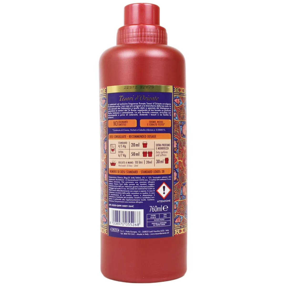 Confezione di prova con 5 flaconi di ammorbidente Tesori d Oriente da 750 ml l’uno