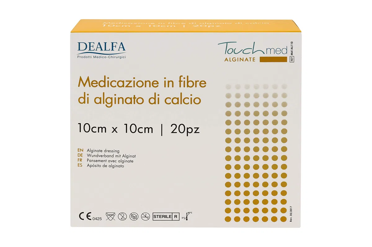 TOUCHMED Medicazione Sterile in Fibre di Alginato di Calcio - 10x10 cm - Elevata Assorbenza - Azione Emostatica - Monouso - Busta Singola da 1 Pezzo - Confezione da 20 Buste