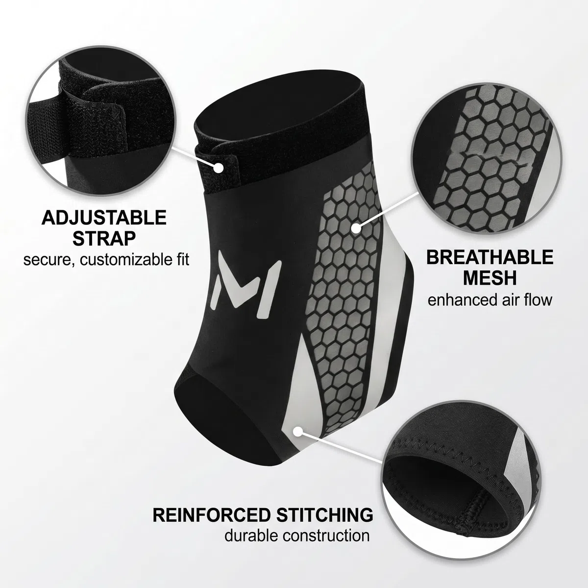 GXGM Cavigliera Sportiva per Distorsione, Tutore Caviglia, Supporto Elastica in Nylon Traspirante con Doppia Fascia Regolabile a U – Unisex, per Corsa, Calcio, Fitness, Recupero Articolare