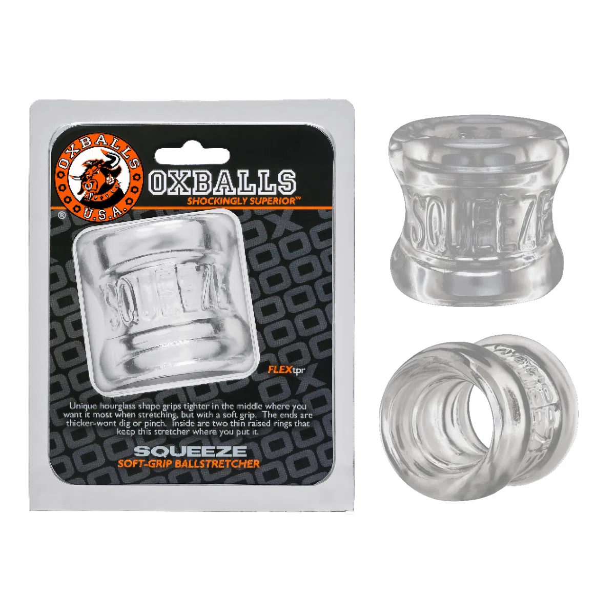 Oxballs Squeeze Ballstretcher - Anello Per Testicoli, Trasparente