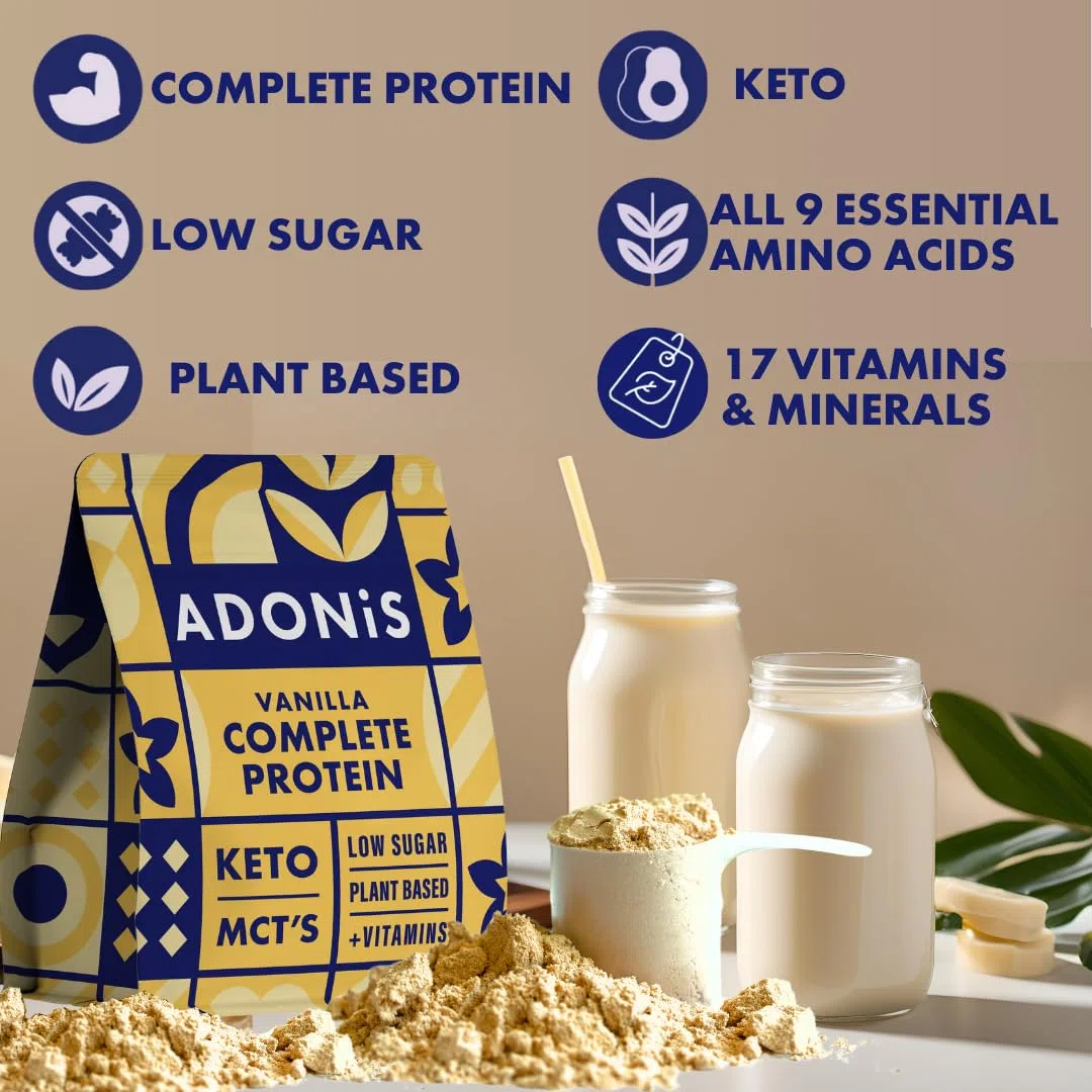 ADONiS Vaniglia Protein Keto Shake - Gusto Cremoso alla Vaniglia – Basso Contenuto di Carboidrati, Polvere Proteica di Alta Qualità per la Costruzione Muscolare e la Rigenerazione – Perfetto per la