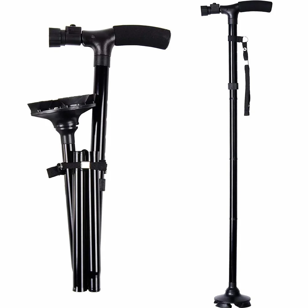 Bastone pieghevole con luce a LED, bastoni regolabili e bastoni da passeggio per disabili di artrite e anziani
