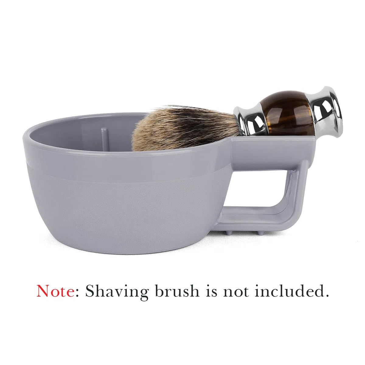 Linkidea Ciotola per sapone da barba in plastica con manico antiscivolo, bocca larga, grande capacità, creste più facili da schiumare, ciotola per crema da barba da uomo (grigio)