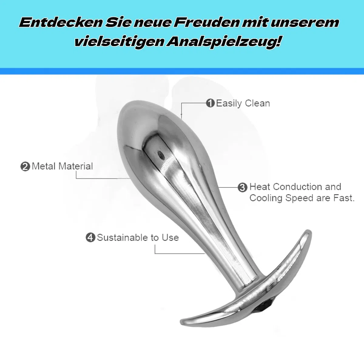 Plug Anale Metallo Jeweled Butt Plug Acciaio Inox, Plug Anali Dildo Masturbazione Sex Toys Massaggio Prostata Plug Dilatatore Anale per Donne e Uomini