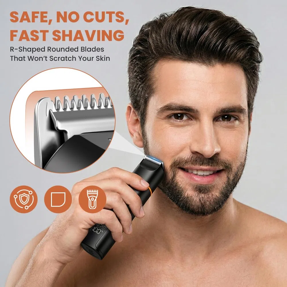 Aolso Rasoio Elettrico Multiuso, Rasoio Elettrico Barba per Uomo, Rifinitore All-In-One per Uomo, Viso, Baffi, Corpo, Naso, Nero - LK