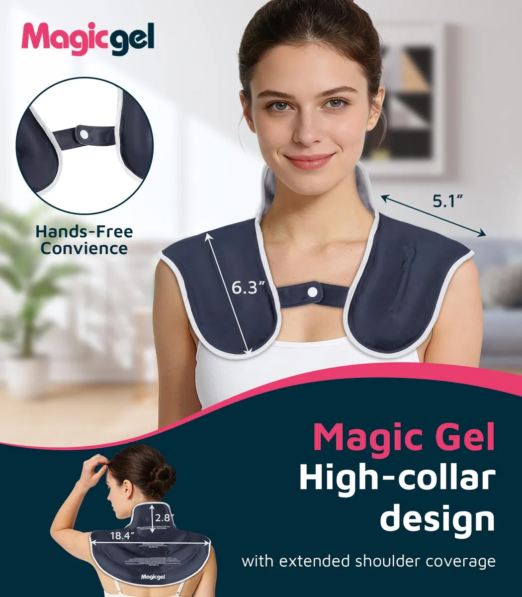 Magic Gel Impacco Freddo Collo e Spalle, Gel Riutilizzabile, Sollievo Dolore Cervicale, Fascia Flessibile per Recupero Infortuni e Terapia Muscolare - Piccolo