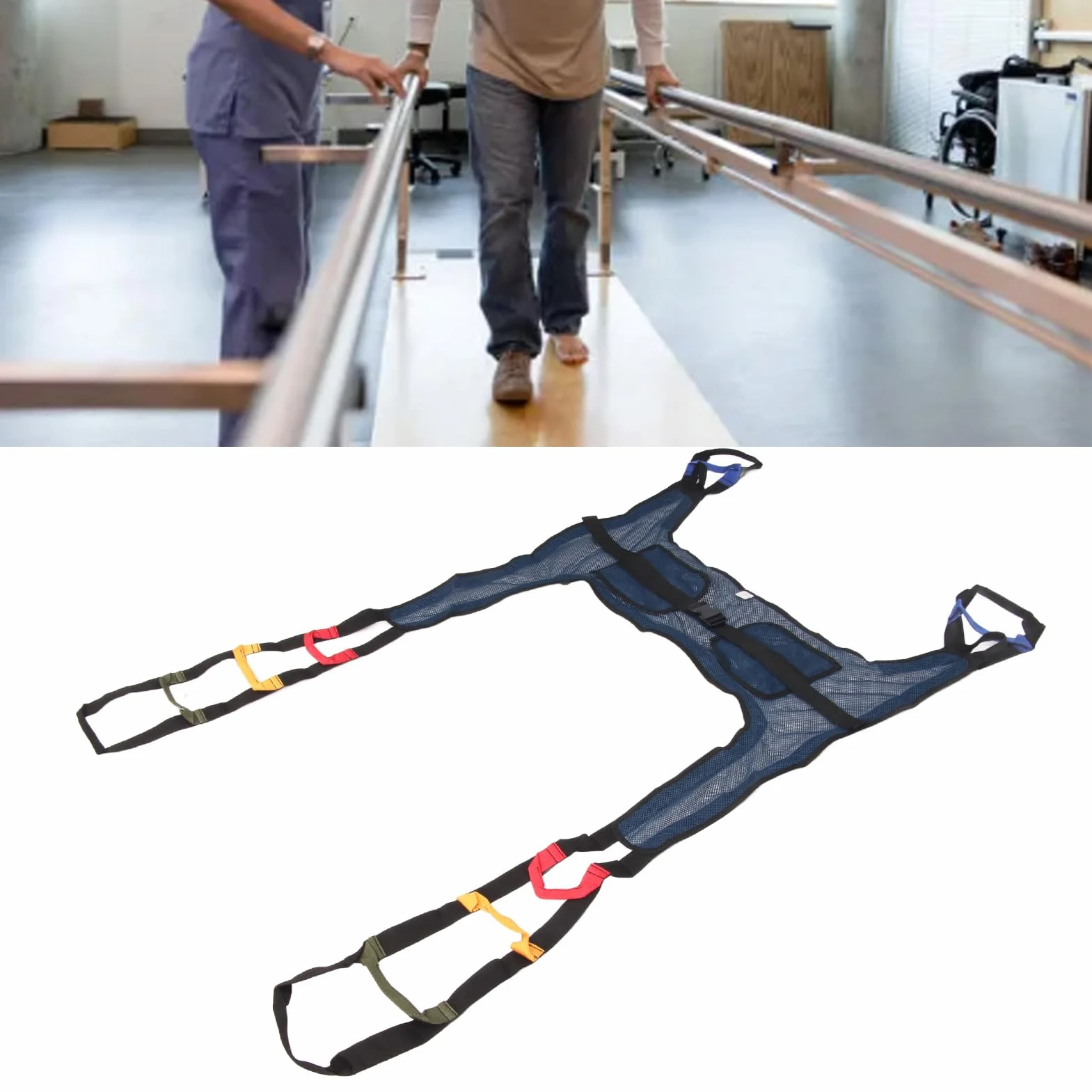 Imbracatura Per Sollevamento del Paziente Imbracatura a Rete Grande, Imbracatura Per Sollevamento del Paziente in Nylon Imbottito Ausilio Per Il Trasferimento del Sollevamento del Paziente Per L'addes