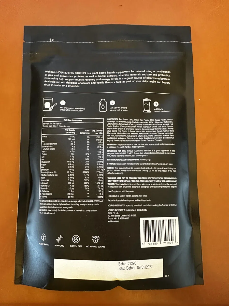 WelleCo Nourishing Protein Chocolate Refill 300g