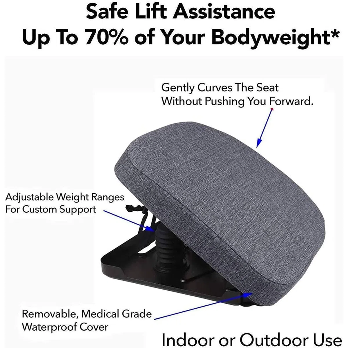 Cuscino di sollevamento della sedia per anziani, cuscino di supporto per seggiolino, supporto portatile fino a 150 kg, per anziani e disabili o disabili